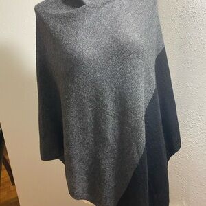 Celeste Charcoal and Black Women's Poncho wool blend